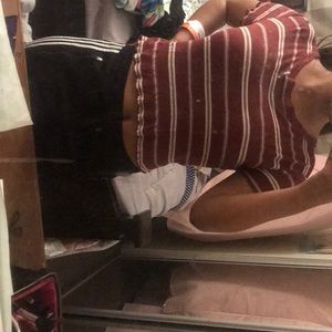 Brown /burgundyish white striped t shirt